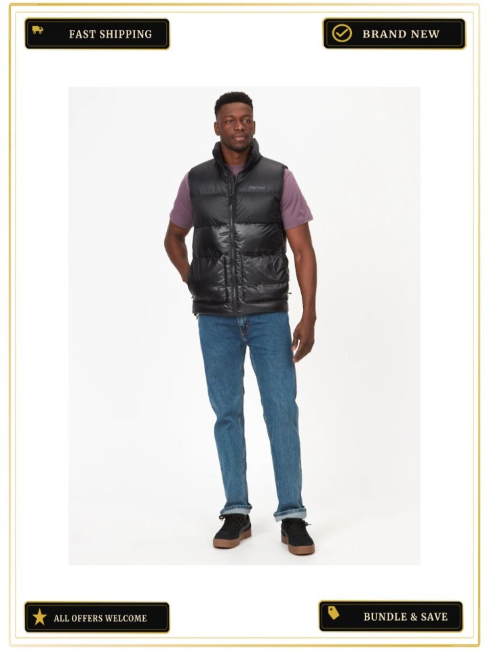Men's Lightweight Packable Down Vest Cold Weather Outdoor Warmth